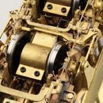 実車同様、芯皿のない台車構造。 左右のリンクによってつながれた3軸台車。 実車同様、芯皿のない台車構造。 左右のリンクによってつながれた3軸台車。